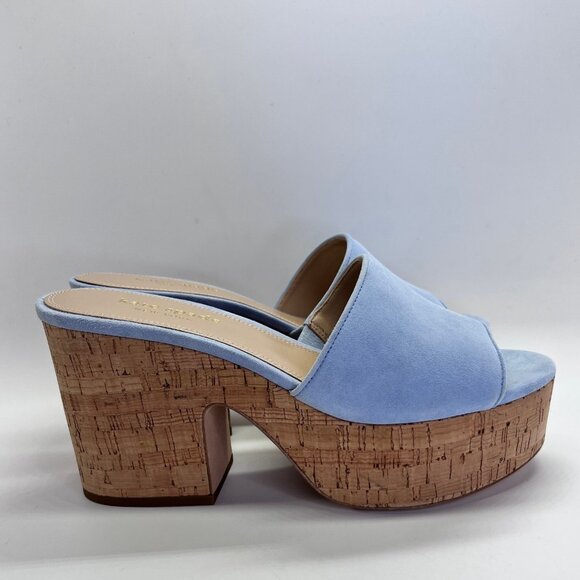 Kate Spade Ibiza Suede Sandals Size 9B Sky Blue Cork Platform Heels Casual - Picture 4 of 16